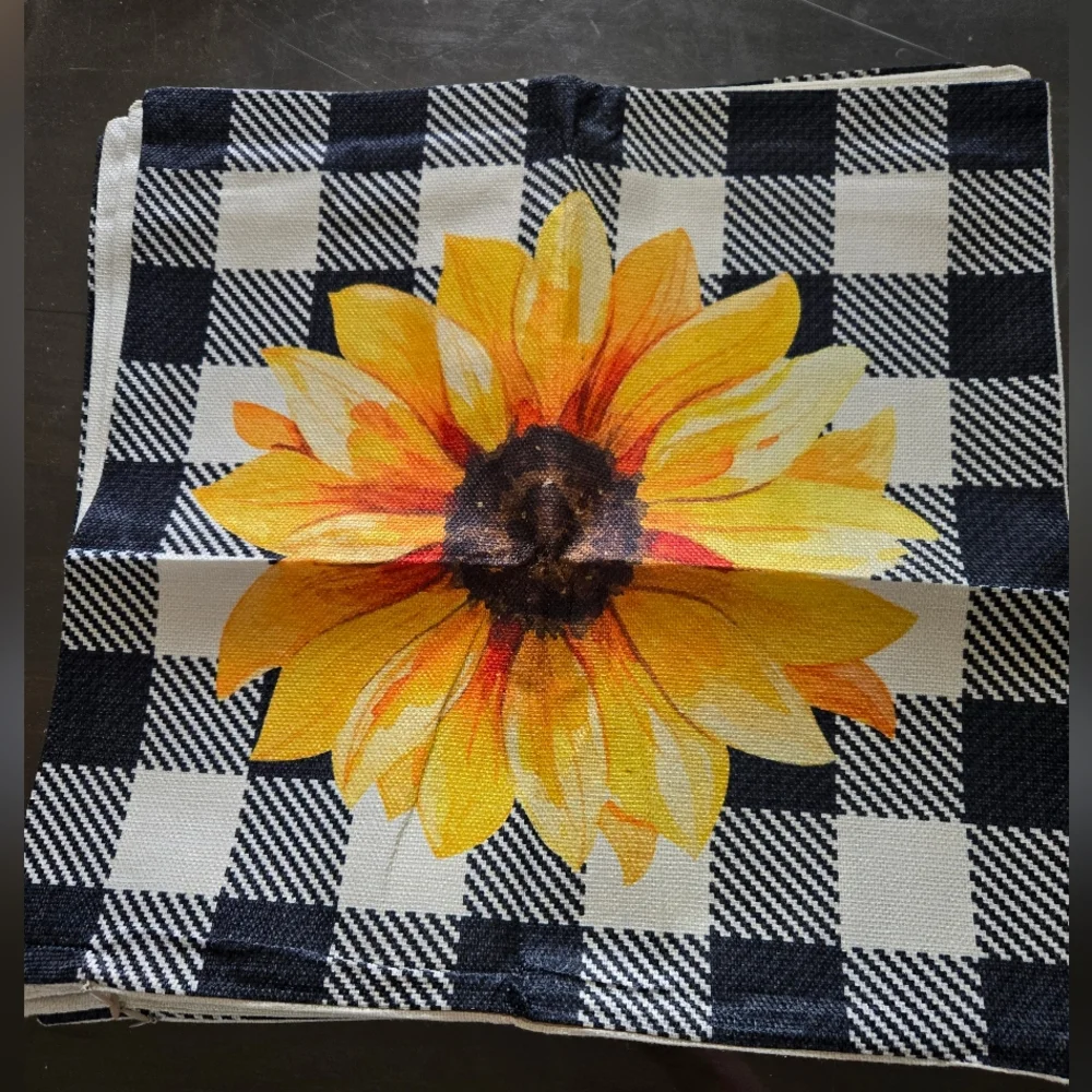 Decorative Sunflower Pillow Cover 18x18 Set of 4, - Picture 2 of 5
